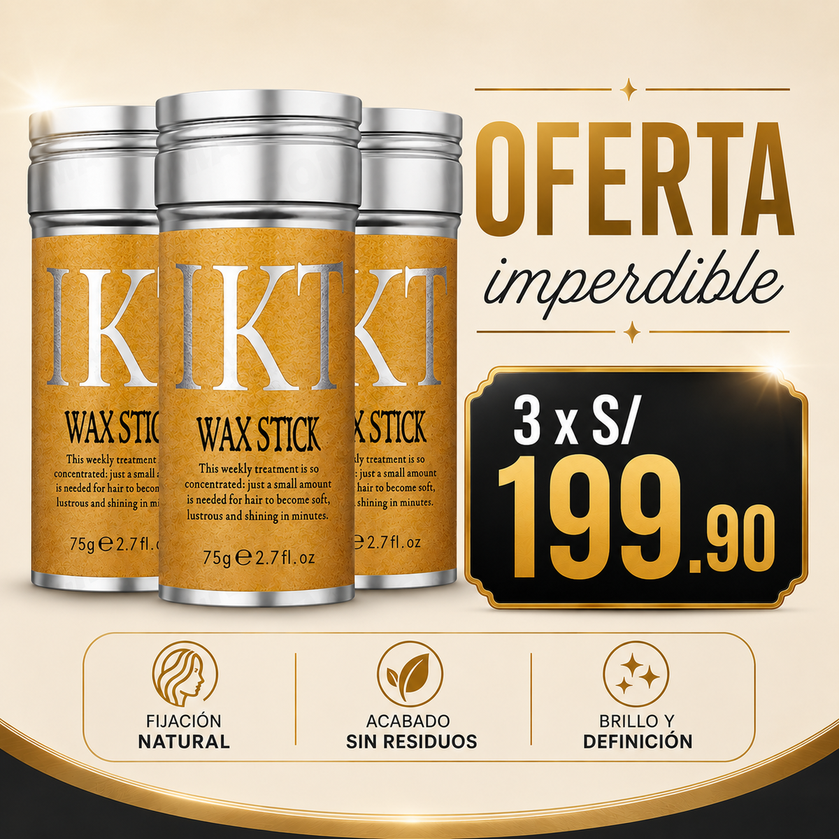 Barra Cera Para Cabello Ikt Wax Stick 75